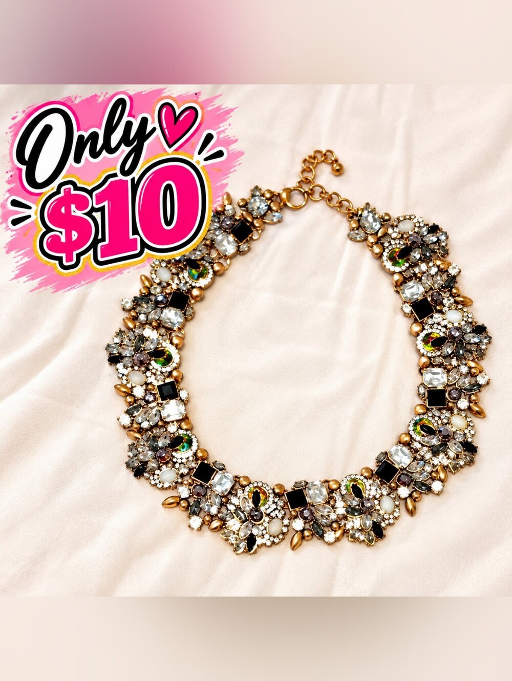 Ever Faith Elegant Gold and Silver Statement Necklace
